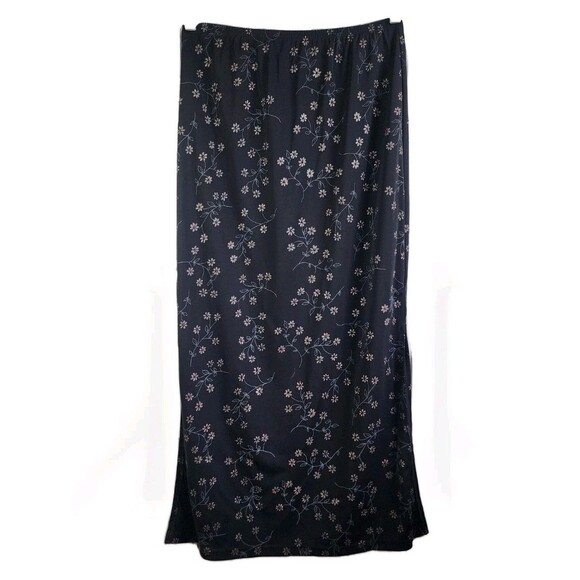 Vintage Girlfriends Black Floral Maxi Skirt - Size Large - Picture 1 of 6
